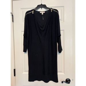 NWT Michael Kors Black Draped‎ Shift Dress Size Medium - 275